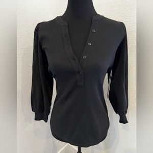 NWT Chico’s Black Knit Top With Puff Sleeves Size 00 (US Size 2)